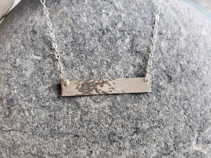 Silver Bar Necklace, Wide Bar, Hammered, Sterling Silver, Necklace, Simple, Layering Necklace, Silver Necklace, Bar Necklace, Minimalist My Store