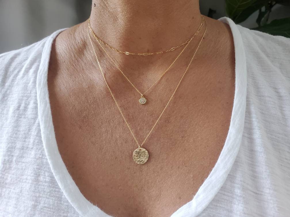Tiny Gold Pave Charm Necklace, Dainty Gold Necklace, Pave, Dainty, Necklace, Tiny Necklace, Bridal, Wedding, Crystal, Sparkle, Delicate,Gold My Store