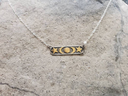 Moon and Star Necklace, Moon Necklace, Star Necklace, Gold and Silver, Gold moon Necklace, Silver Moon Necklace, Moon Phase, New Moon, Star My Store