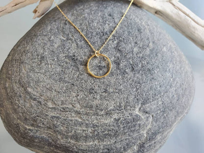 Small Gold Necklace, Circle Pendant, Hammered Circle, Gold Necklace, Gold Fill, Dainty Necklace, Open Circle My Store