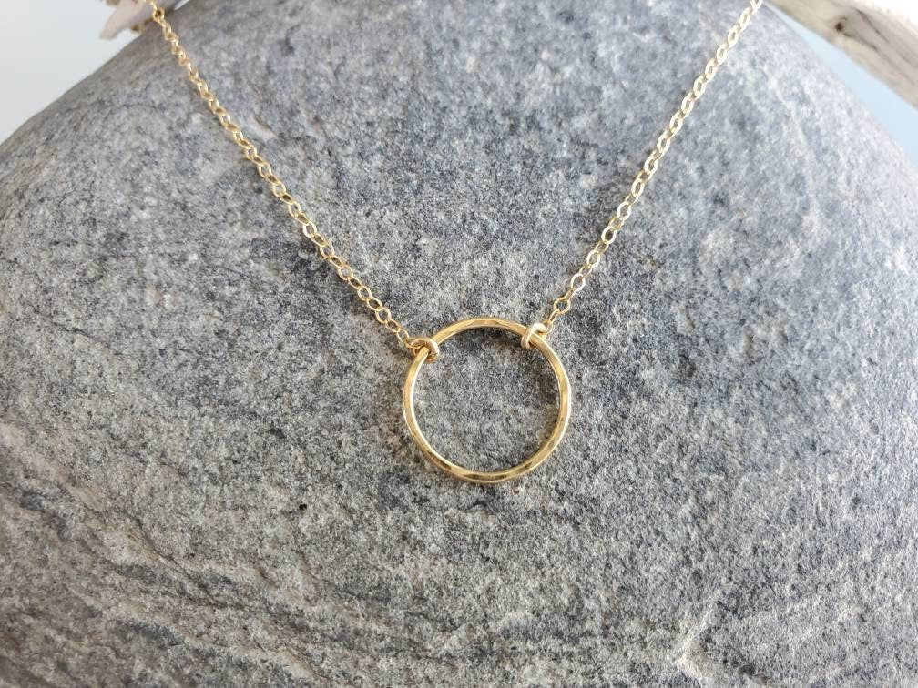 Small Open Circle Necklace, 14k Gold Filled, Sterling Silver, Mixed Metal