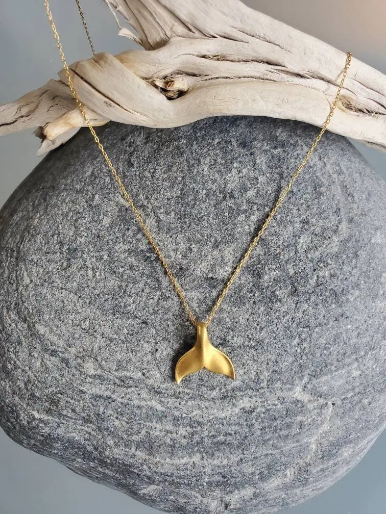 Whale Tail Necklace, Sterling Silver or Gold Vermeil My Store
