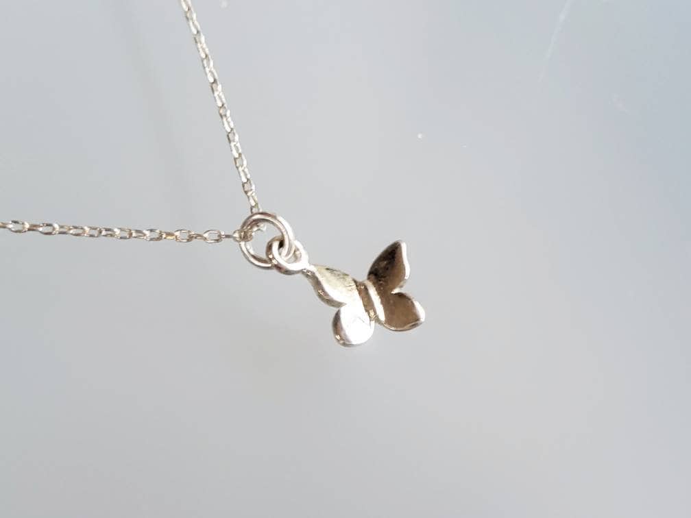 Tiny Sterling Butterfly Necklace, Sterling Silver, 3D Butterfly Pendant, Silver Butterfly Necklace, Butterfly Necklace, Dainty, Delicate My Store