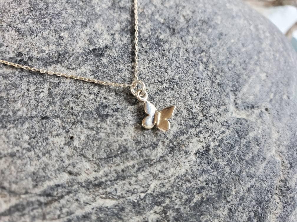 Tiny Sterling Butterfly Necklace, Sterling Silver, 3D Butterfly Pendant, Silver Butterfly Necklace, Butterfly Necklace, Dainty, Delicate My Store