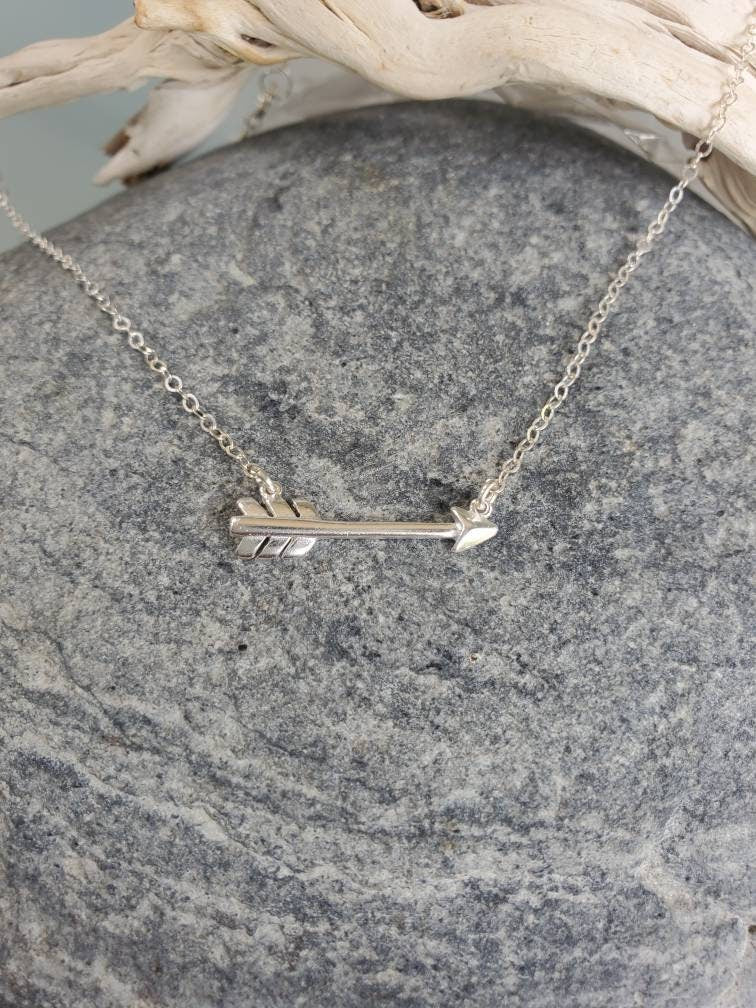 Tiny Silver Arrow Necklace, Layering Necklace, Sterling Silver, Silver Arrow Necklace, Dainty, Delicate, Silver Arrow, Minimalist Necklace My Store