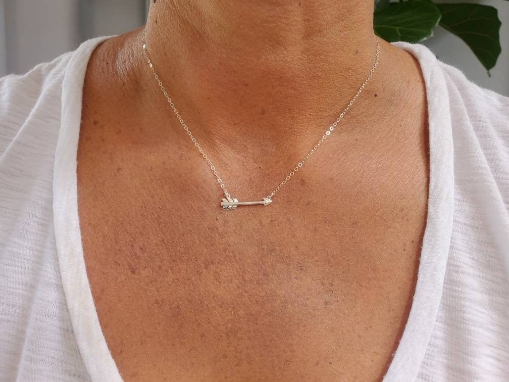 Tiny Silver Arrow Necklace, Layering Necklace, Sterling Silver, Silver Arrow Necklace, Dainty, Delicate, Silver Arrow, Minimalist Necklace My Store