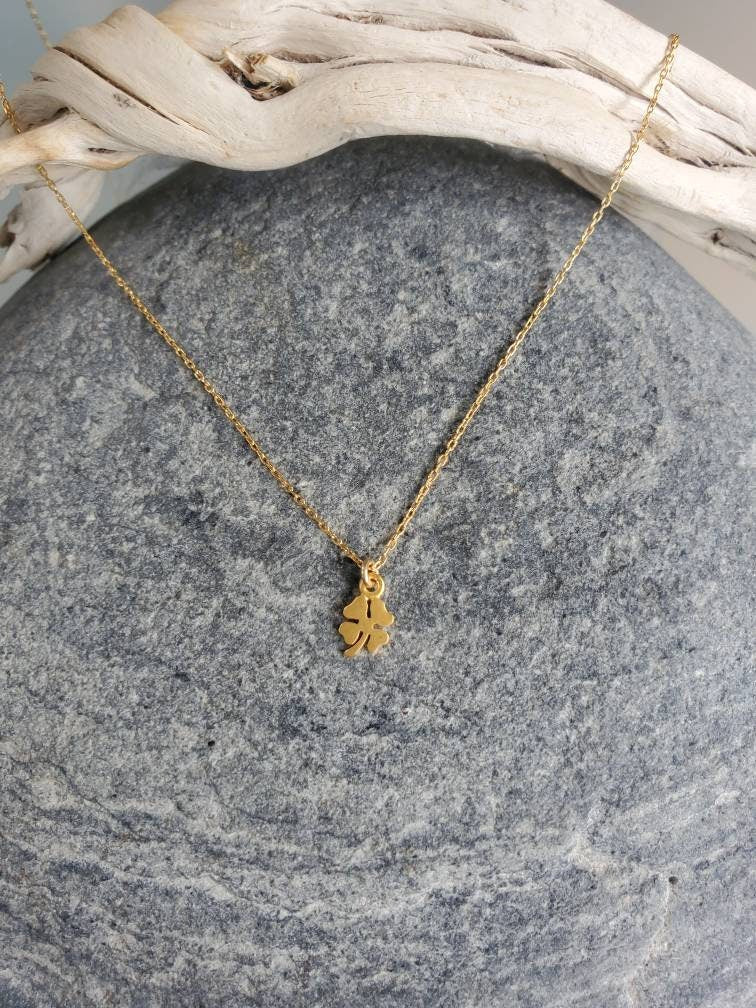 Tiny Gold Shamrock Necklace