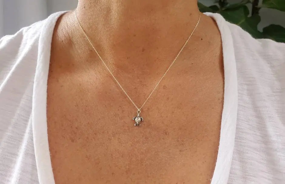 Tiny Silver Sea Turtle Necklace, Sterling Silver, Turtle Necklace, Silver, Sea Turtle, Turtle, Dainty, Sea, Ocean, Beach, Silver Turtle My Store