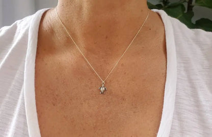 Tiny Silver Sea Turtle Necklace, Sterling Silver, Turtle Necklace, Silver, Sea Turtle, Turtle, Dainty, Sea, Ocean, Beach, Silver Turtle My Store