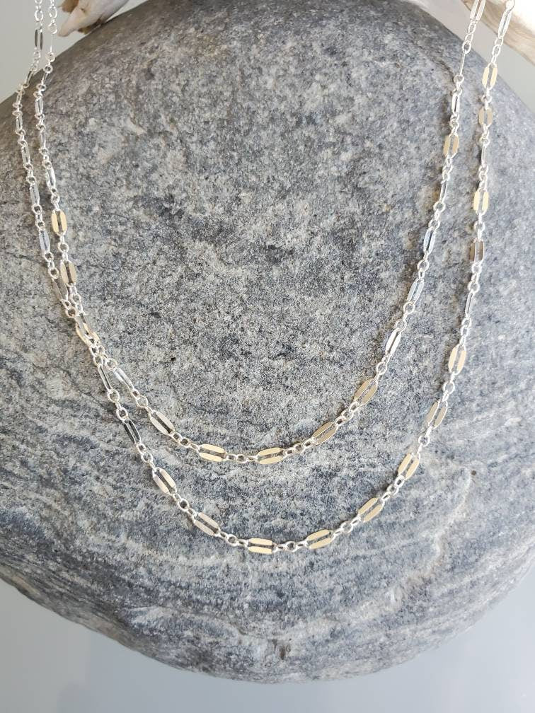 Double Layer Sparkle Chain, Gold, Silver