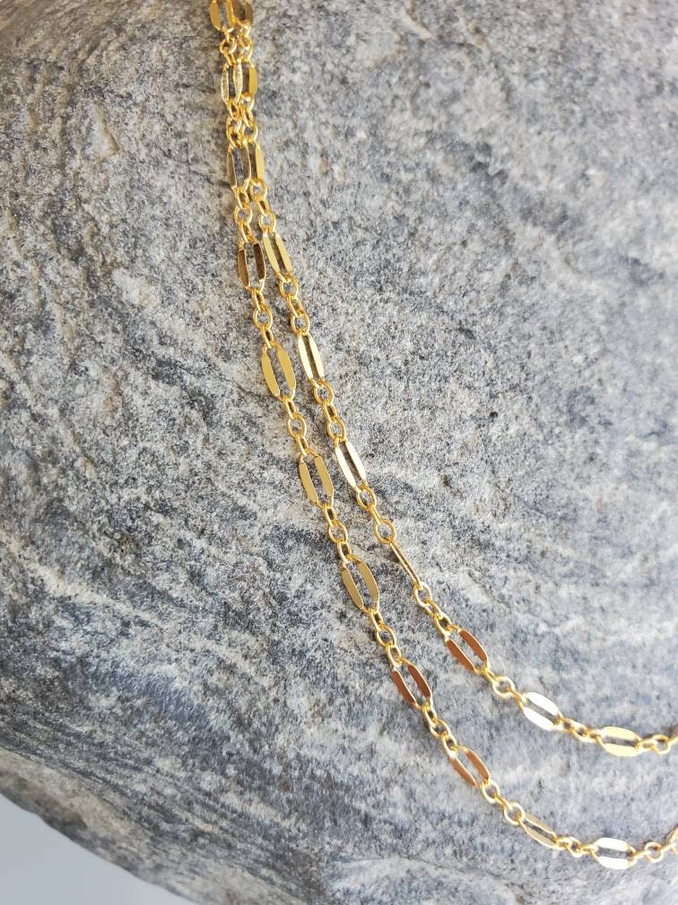 Double Layer Sparkle Chain, Gold, Silver