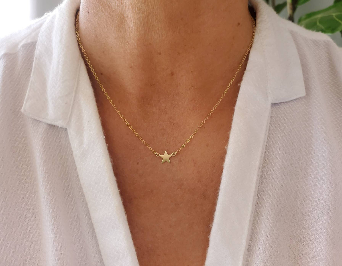 Gold Star Necklace, Tiny Star Pendant, Tiny Star, Gold Necklace, Gold Star, Gold Filled, or, Sterling Silver, Dainty, Star, Delicate, Tiny My Store