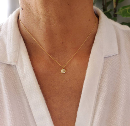 Tiny Gold Pave Charm Necklace, Dainty Gold Necklace, Pave, Dainty, Necklace, Tiny Necklace, Bridal, Wedding, Crystal, Sparkle, Delicate,Gold My Store