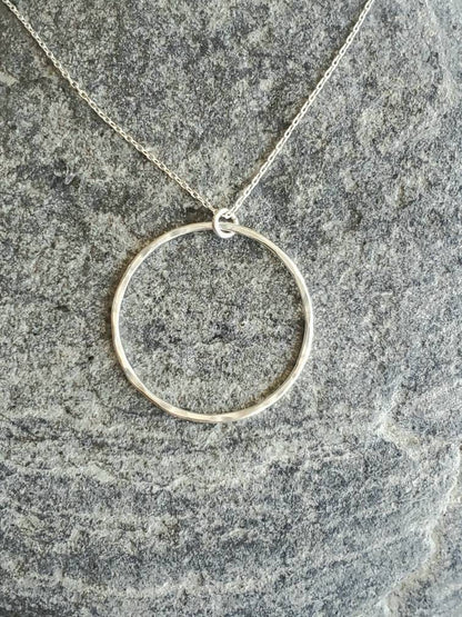 Silver Circle Necklace, Hammered Necklace, Sterling Silver, Layering Necklace, Silver Necklace, Simple, Dainty, Delicate Necklace, Circle My Store