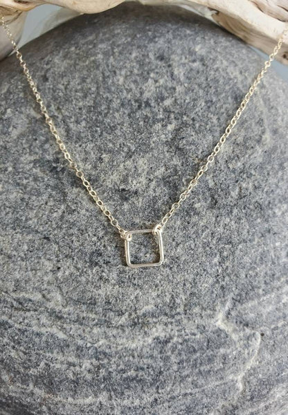 Teenie Tiny Silver necklace, Tiny Square, Sterling Silver, tiny necklace, tiny charm necklace, Dainty, Tiny Silver Necklace, Everday My Store