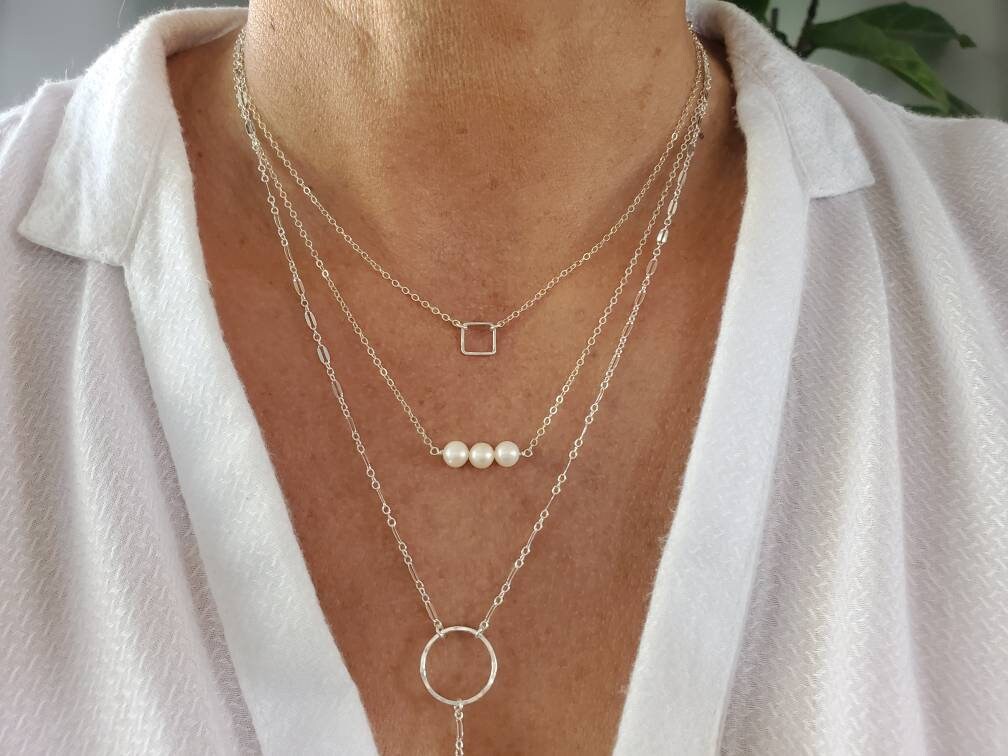 Teenie Tiny Silver necklace, Tiny Square, Sterling Silver, tiny necklace, tiny charm necklace, Dainty, Tiny Silver Necklace, Everday My Store
