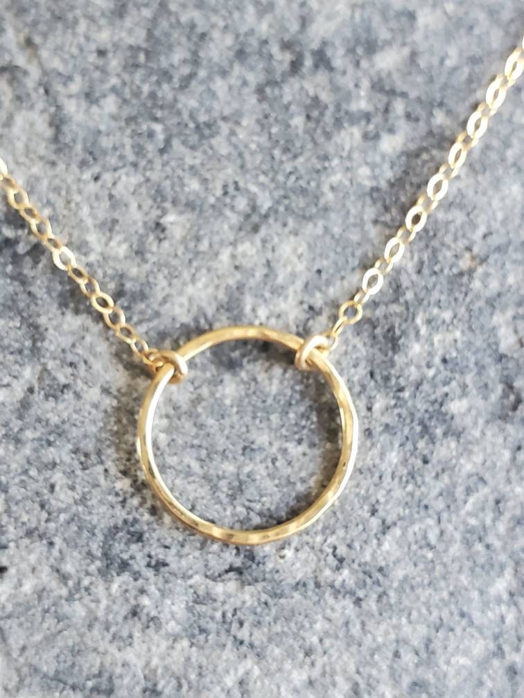 Small Open Circle Necklace, 14k Gold Filled, Sterling Silver, Mixed Metal