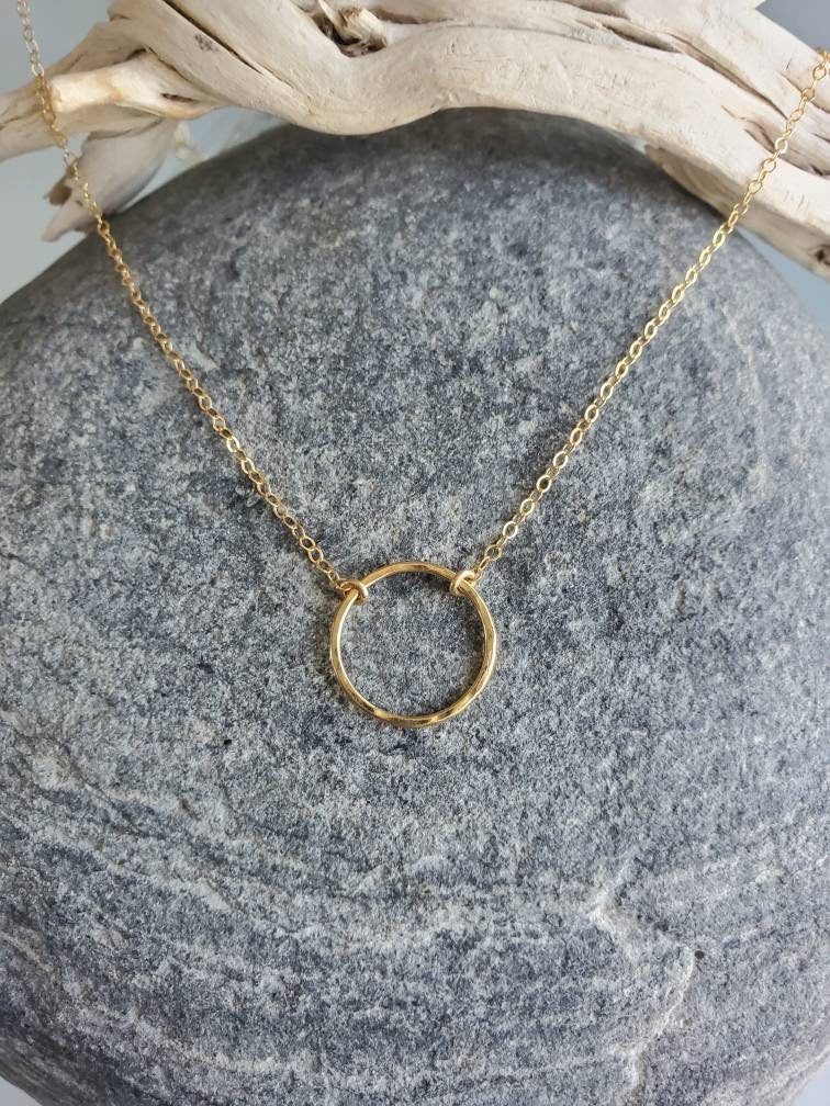 Small Open Circle Necklace, 14k Gold Filled, Sterling Silver, Mixed Metal