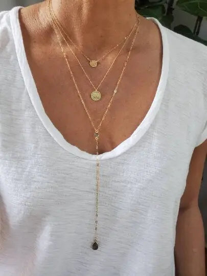 Long Labradorite Y Necklace, Gemstone, Long, Layering, Necklace, Gold, Silver, Labradorite, Lariat, Y Necklace My Store