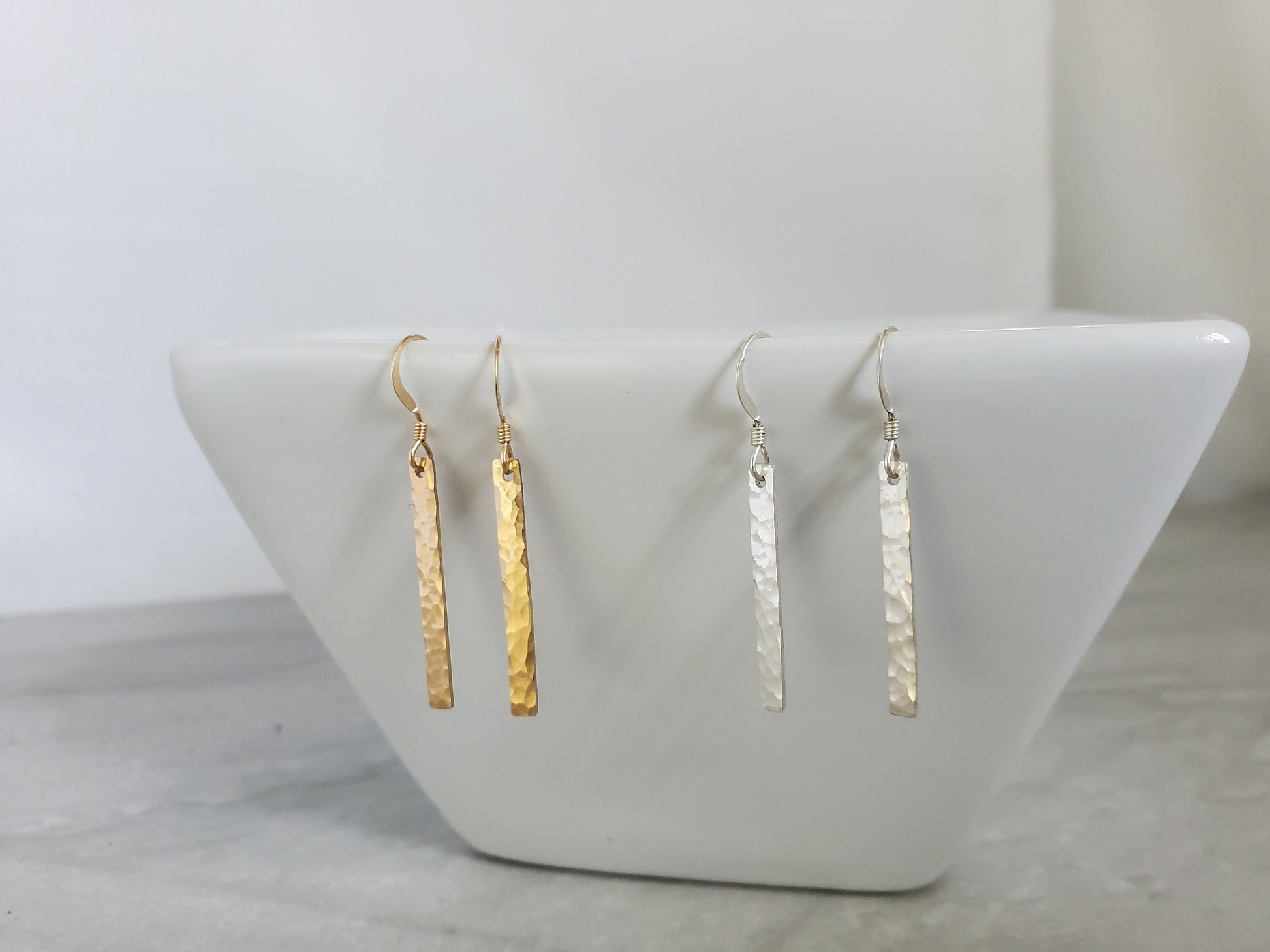Tiny Bar Earrings, 14k Gold Fill, Silver, Elegant, Minimalist, Bar Earrings, Dainty Earrings, Gold Fill, Hammered, Dainty, Gold Earrings,Bar My Store