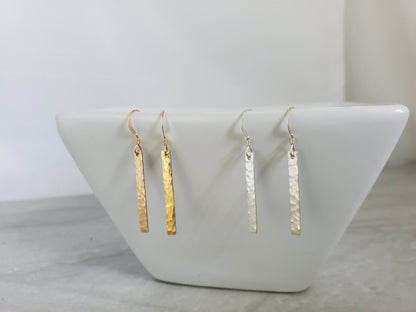 Tiny Bar Earrings, 14k Gold Fill, Silver, Elegant, Minimalist, Bar Earrings, Dainty Earrings, Gold Fill, Hammered, Dainty, Gold Earrings,Bar My Store