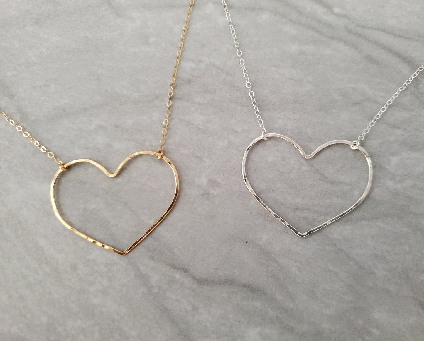 Large Gold Filled Open Heart Necklace