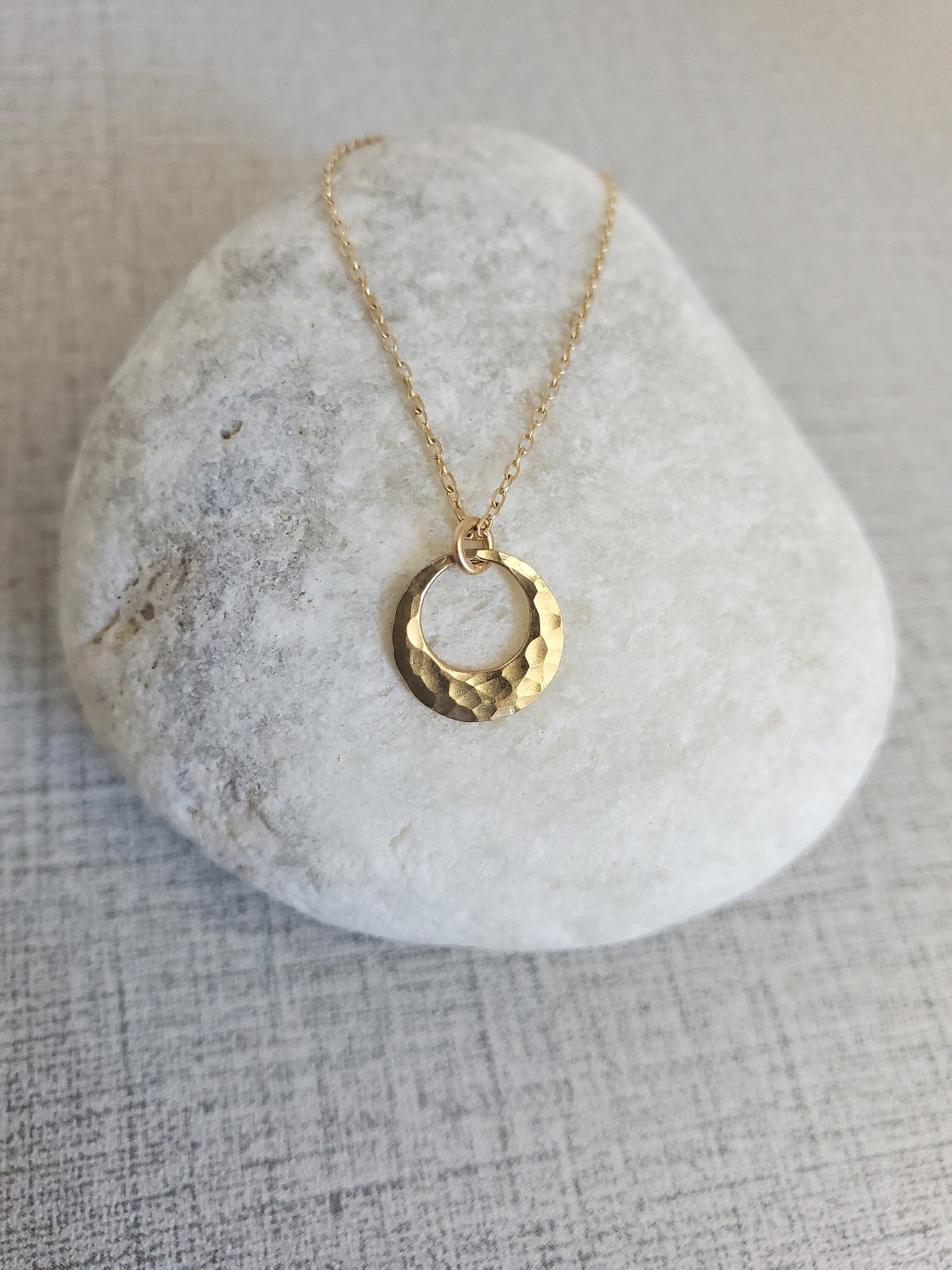 Tiny Geometric Circle Necklace, 14k Gold Fill, Sterling Silver