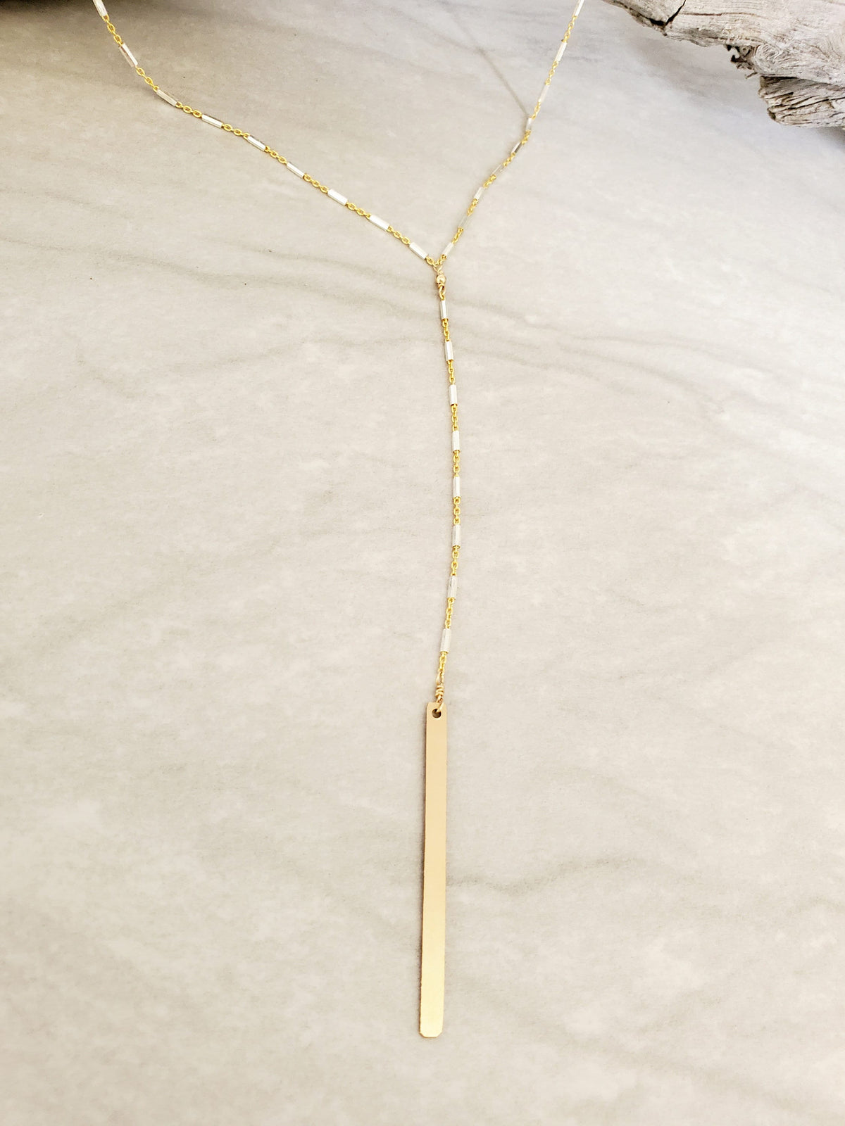 Sparkly Y Necklace, Mixed Metal, Gold and Silver, 14k Gold Fill, Drop Necklace, Layering Necklace, Delicate, Dainty, Minimalist, Lariat My Store