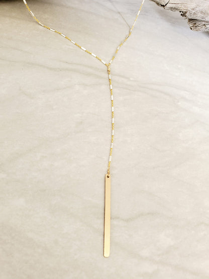 Sparkly Y Necklace, Mixed Metal, Gold and Silver, 14k Gold Fill, Drop Necklace, Layering Necklace, Delicate, Dainty, Minimalist, Lariat My Store