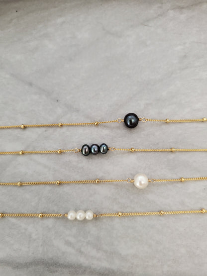Freshwater Pearl Necklace, White Pearl, Black Pearl, Gold Fill, Sterling Silver, Delicate, Dainty, Bridesmaid Necklace, Pearl Necklace, Tiny My Store