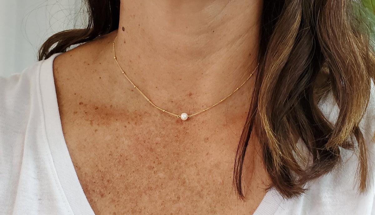 Freshwater Pearl Necklace, White Pearl, Black Pearl, Gold Fill, Sterling Silver, Delicate, Dainty, Bridesmaid Necklace, Pearl Necklace, Tiny My Store