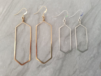 Gold Earrings, Hammered Earrings, Geometric, Simple, Dangle Earrings My Store