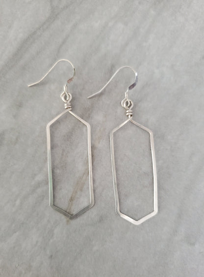 Sterling Silver Earrings, Hammered, Silver Earrings, Geometric, Simple, Dangle Earrings My Store