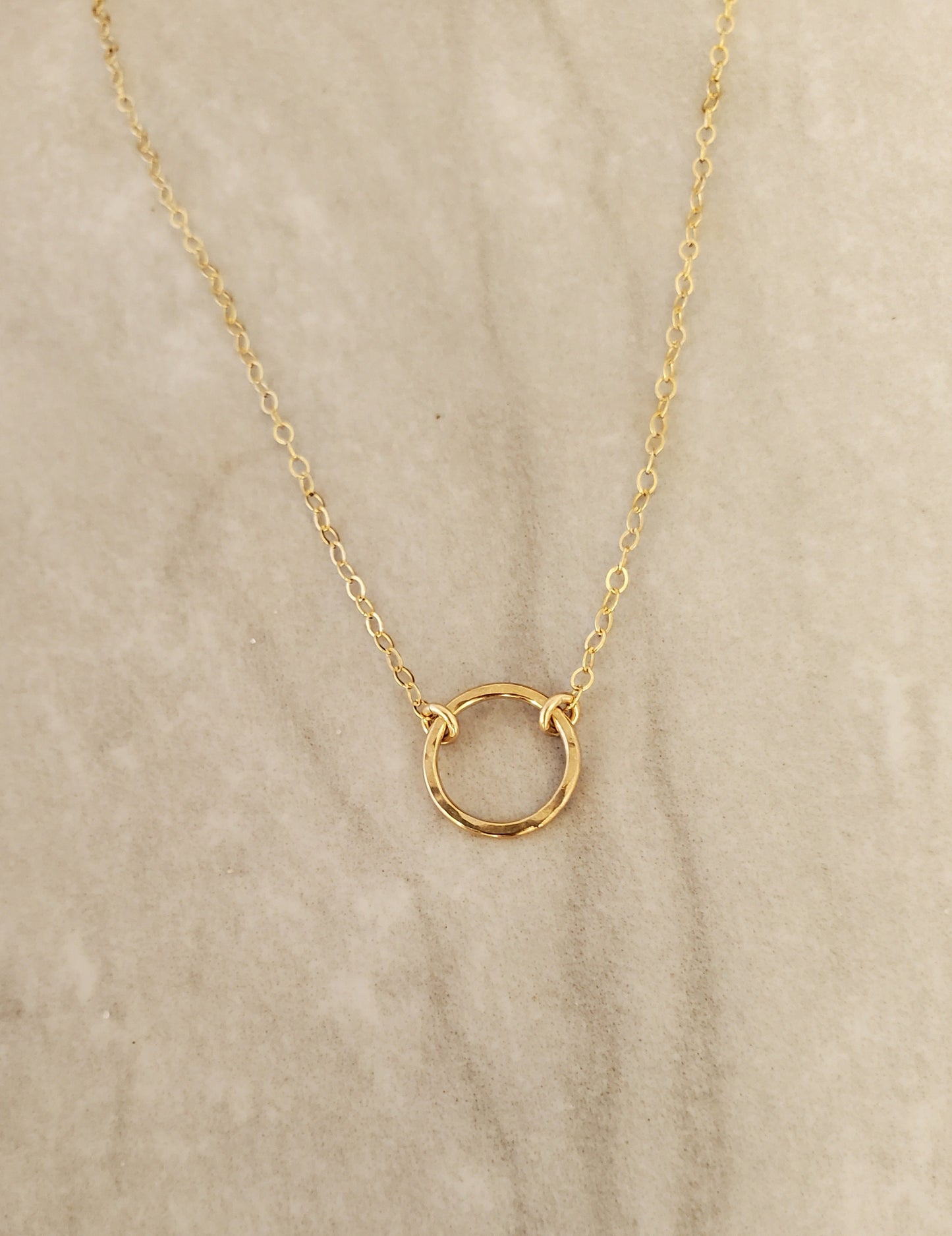 Dainty Open Circle Karma Necklace, Gold, Silver