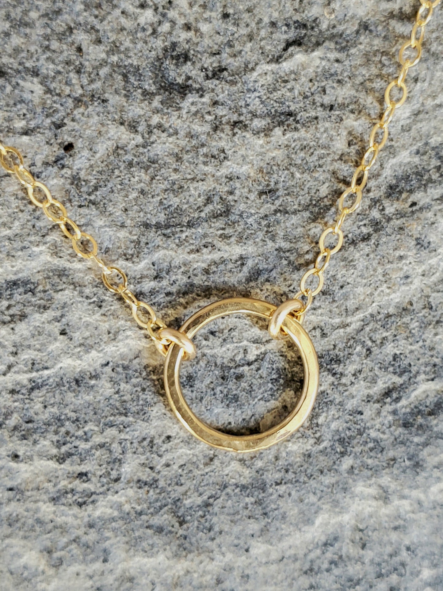 Dainty Open Circle Karma Necklace, Gold, Silver