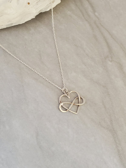 Sterling Silver Infinity Wrapped Heart Necklace
