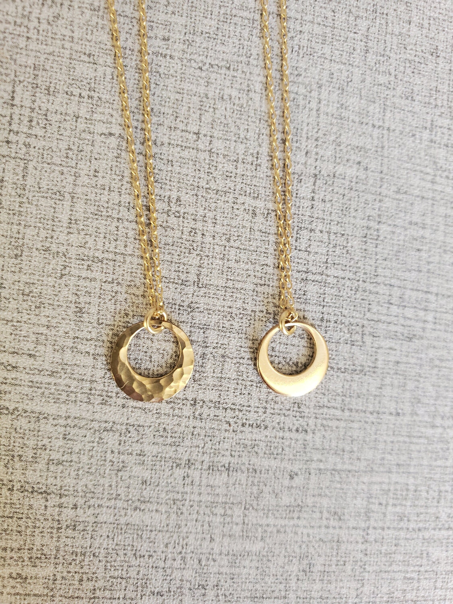 Tiny Geometric Circle Necklace, 14k Gold Fill, Sterling Silver