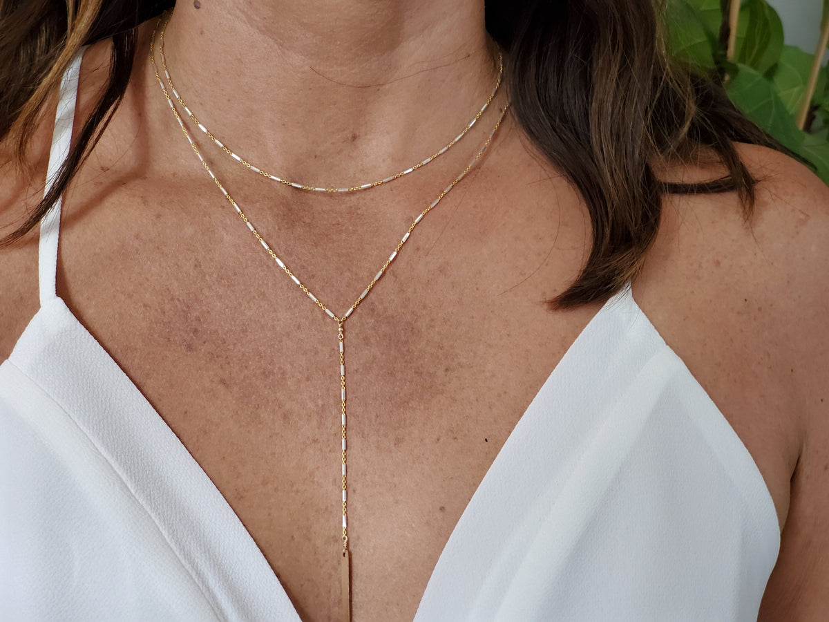 Sparkly Y Necklace, Mixed Metal, Gold and Silver, 14k Gold Fill, Drop Necklace, Layering Necklace, Delicate, Dainty, Minimalist, Lariat My Store
