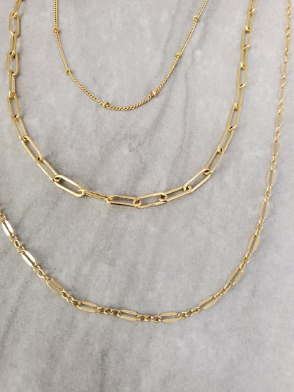 Layered Necklace Set, Set of 3, 14k Gold Filled, Sterling Silver, Minimalist, Paperclip, Chain, Set, Layered Necklace, Dainty, Minimalist My Store