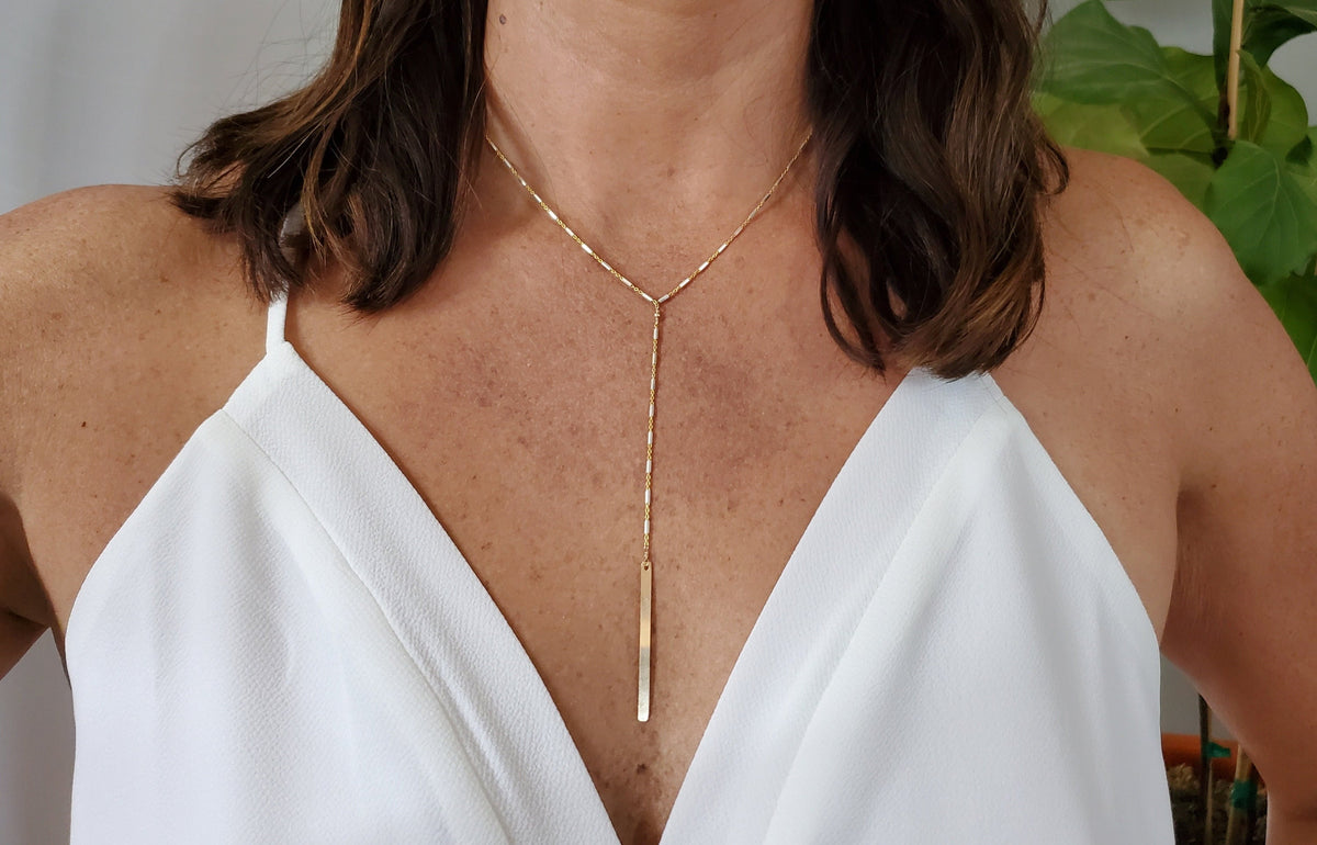 Sparkly Y Necklace, Mixed Metal, Gold and Silver, 14k Gold Fill, Drop Necklace, Layering Necklace, Delicate, Dainty, Minimalist, Lariat My Store