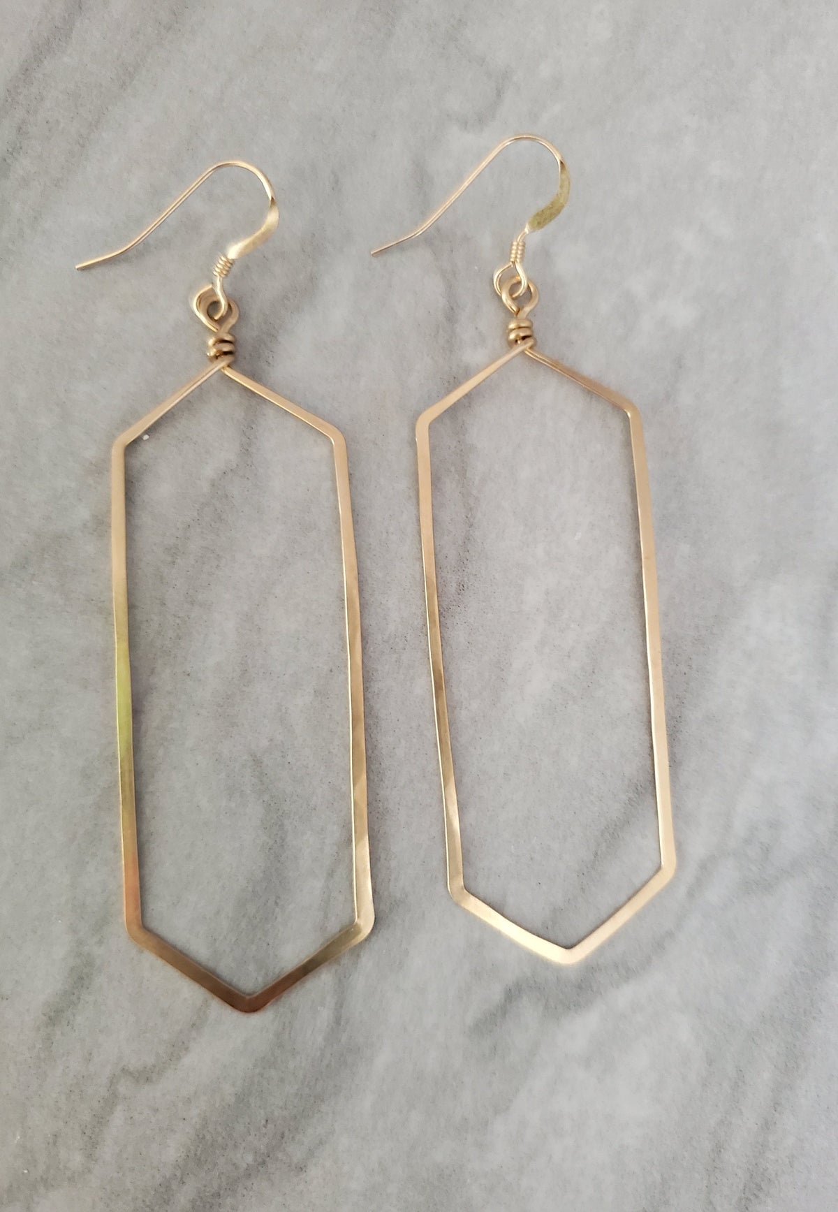 Gold Earrings, Hammered Earrings, Geometric, Simple, Dangle Earrings My Store