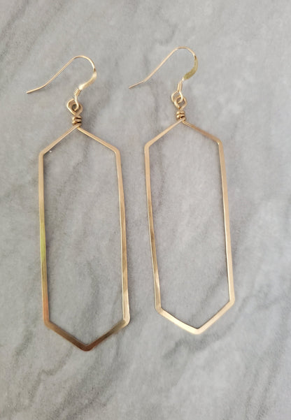 Gold Earrings, Hammered Earrings, Geometric, Simple, Dangle Earrings My Store
