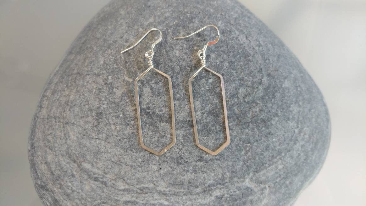 Sterling Silver Earrings, Hammered, Silver Earrings, Geometric, Simple, Dangle Earrings My Store