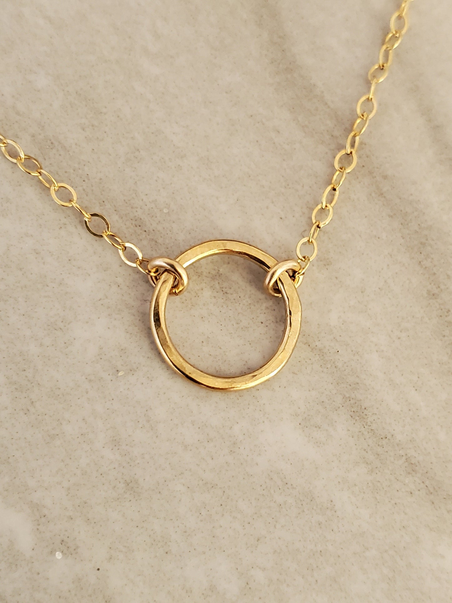 Dainty Open Circle Karma Necklace, Gold, Silver