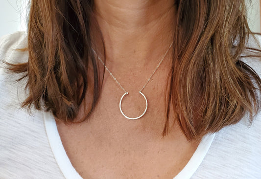 Small Horseshoe Necklace, Sterling Silver, 14k Gold Fill