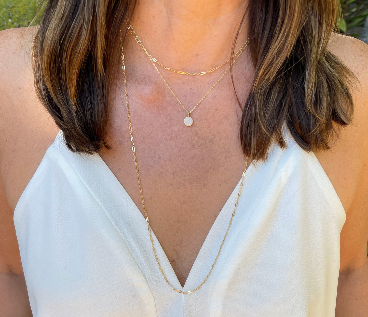 Tiny Gold Druzy necklace, Dainty, Druzy, Gold Necklace, Tiny Gold Necklace, Minimalist, Bridesmaid, Wedding, White, Gold My Store