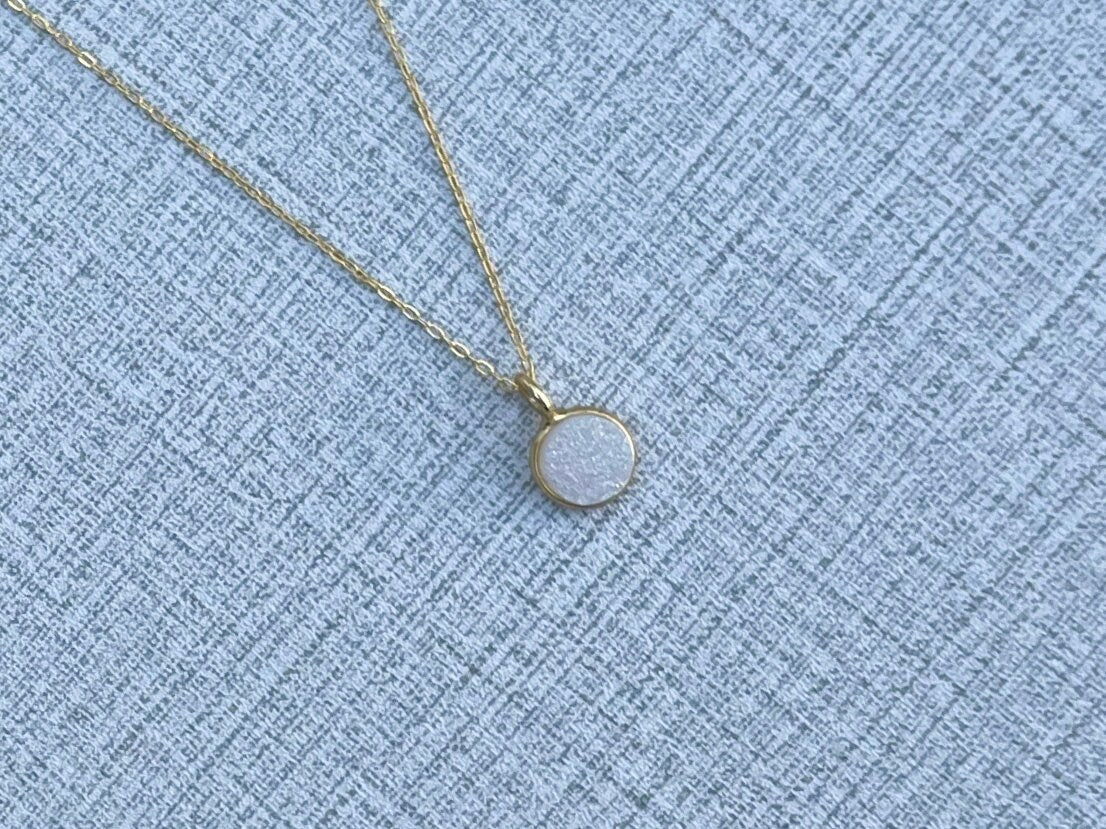 Tiny Sterling Silver Druzy necklace, Dainty, Druzy, Silver Necklace My Store