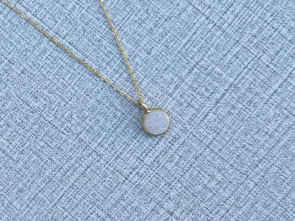 Tiny Sterling Silver Druzy necklace, Dainty, Druzy, Silver Necklace My Store