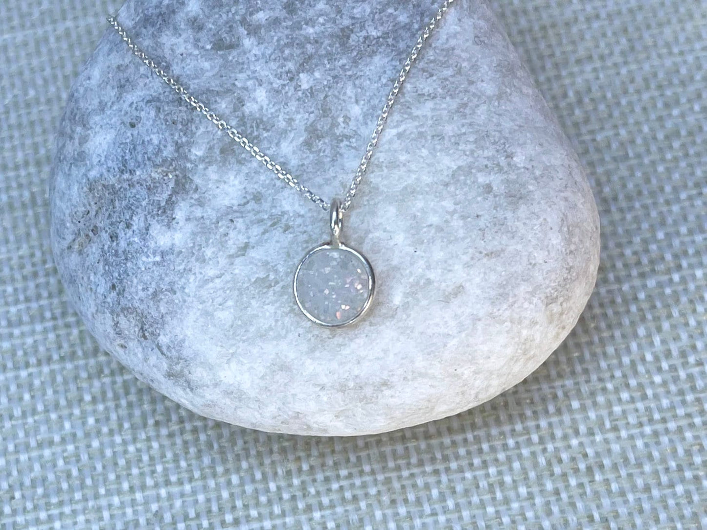 Tiny Sterling Silver Druzy necklace, Dainty, Druzy, Silver Necklace My Store