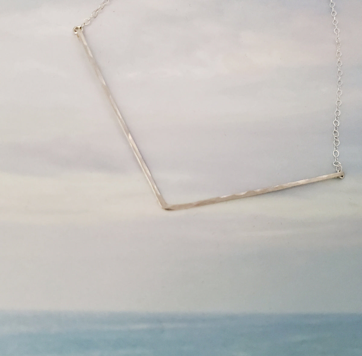Extra Large Bar Necklace, Sterling Silver, Hammered Necklace, Hammered Bar, Chevron, Necklace, Large, Gold, Silver, Silver Bar Necklace My Store